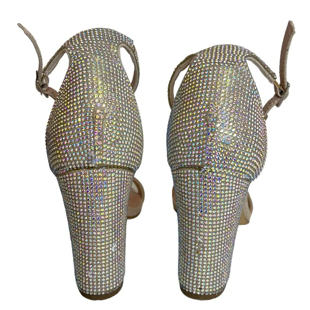 Madden Girl Beella-R Dress Heels Sandal Blush Multi Rhinestone Women’s Size 6.5